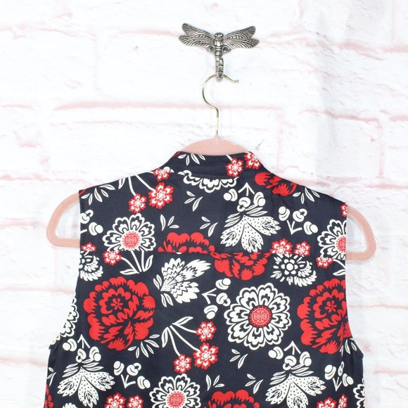 Tory Burch Multicolor Floral Sleeveless Button Down Silk Tops Size 12 - Picture 7 of 9